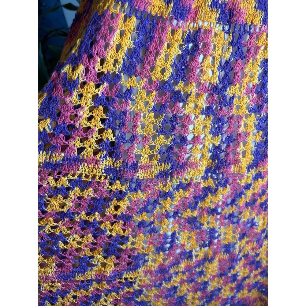 Handmade Crochet Maxi Skirt Boho Festival Knit Sz S/M Sunset Maximalist Granny - Picture 4 of 9